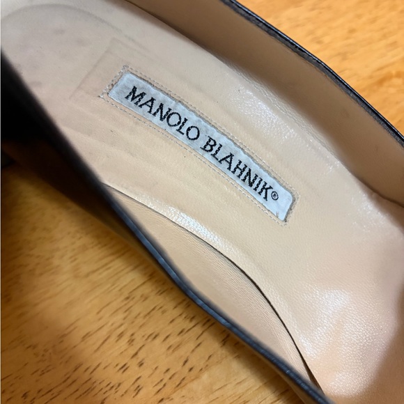 90’s Women’s Manolo Blahnik Mary Jane Pumps Black Leather US 7.5 Original Bag.